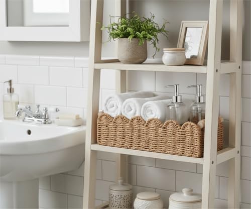 CubesLand Scalloped Toilet Paper Storage Basket W/Handle - Image 3