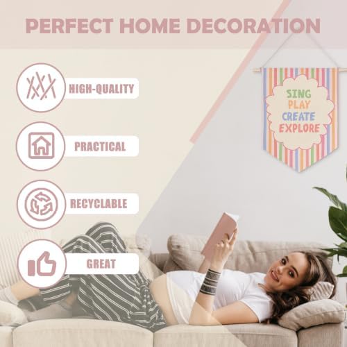 Ghueghe Pastel Boho Playroom Canvas Banner Wall Decor - Image 3