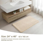 Polyester Bathroom Rug 24"x40" Beige, Non-Slip Soft Shaggy Bath Mat - Image 2