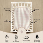 Fitted Baby Neutral Pack N Play Sheets Mini Crib Sheets Bear and Buffalo Check - Image 6