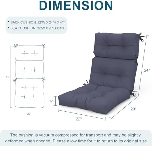 DYTXIII Outdoor High Back Chair Cushions Set of 2, Water Repellent Tufted - Image 3