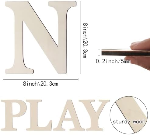 Wooden Letters 8 Inch Large Paintable Wood Letter N - Image 2