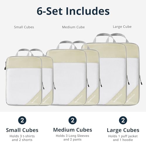 NICOSHOW Compression Packing Cubes 6 Set, Compressible Space-Saving Packing - Image 3