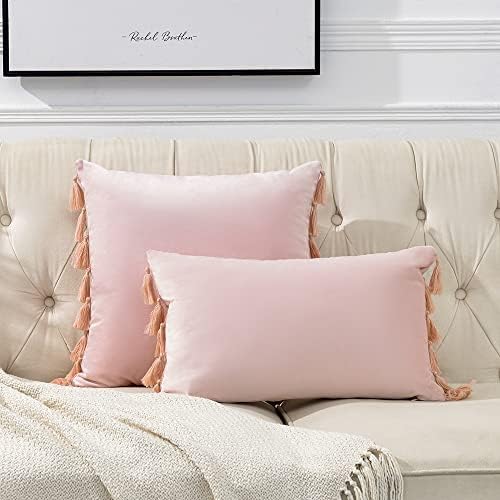 Fancy Homi 2 Pack Blush Pink Lumbar Decorative Throw Pillow Covers 12x20 Inch - Image 2