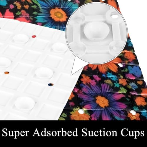 Bathtub Mat Non Slip 26.8x15.1In, Boho Flower Bath Mat - Image 3