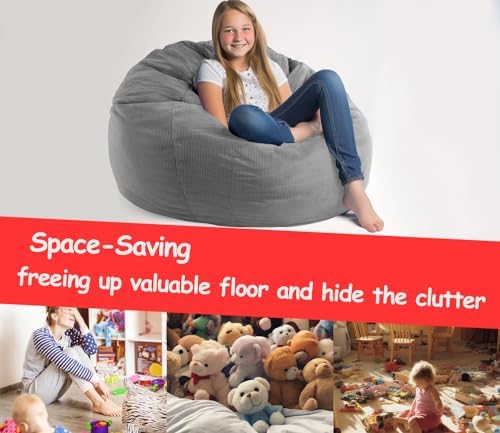 Dafftos Stuffed Animal Storage Bean Bag Chair Corduroy Toy Cover Organize Plush - Image 4
