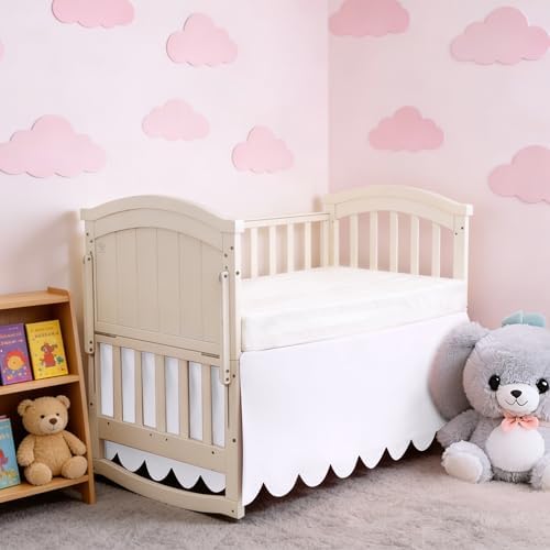 100% Cotton Scallop Edge Crib Bed Skirt, 4-Sided Soft Breathable Cotton Bedding - Image 7