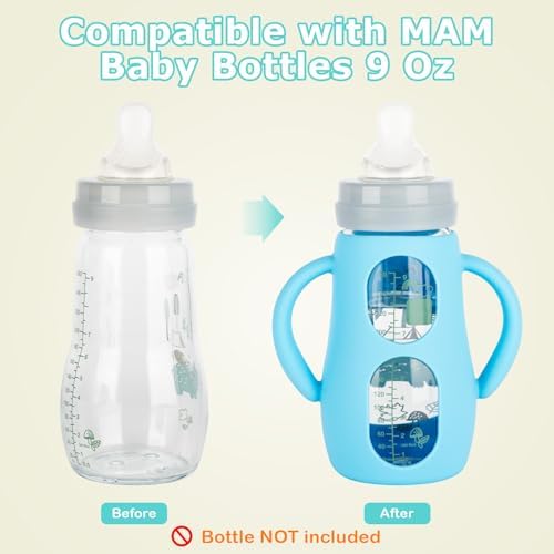 Silicone Sleeves with Handles for Mam Glass Baby Bottles 9oz, Anti Breakage - Image 4
