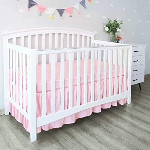 Crib Bed Skirt 14" Drop, Fits 28"x52" Crib, Adjustable - Image 6