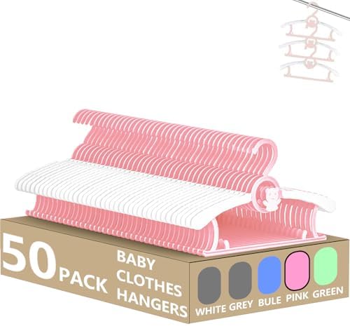 Baby Clothes Hangers 50 Pack, Plastic Kids Hangers Space Saving by HGYZE