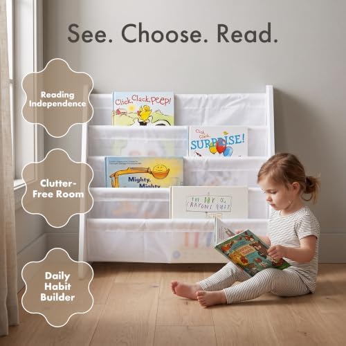 Humble Crew Kids Bookshelf, Montessori Front Facing Toddler Bookcase 4 Tier - Image 6