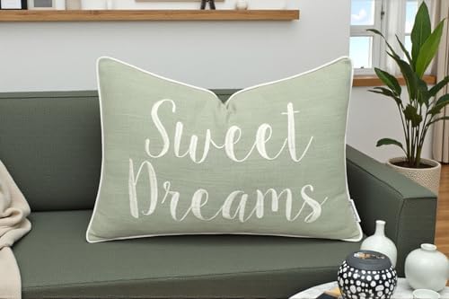 Rudransha Sweet Dreams Embroidered 12x18 Lumbar Pillow Cover, Light Green - Image 6