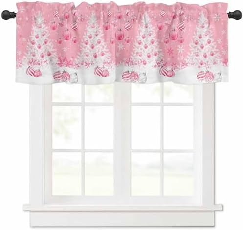 Vandarllin Pink Christmas Valance Curtains by VandarllinHomeKitchenDecor
