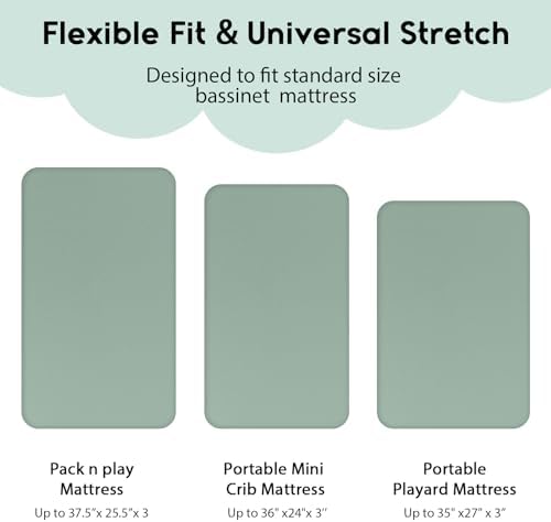 Yoofoss 2-Pack Pack and Play Sheets Fitted 38x26 - Image 3