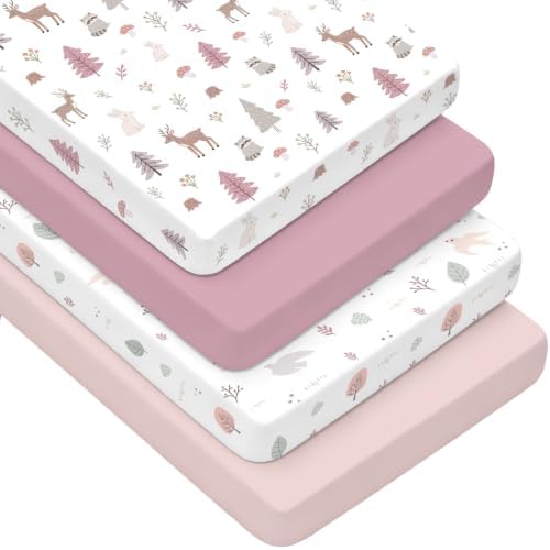 4 Pack Baby Crib Sheets for Girls by NacoMoco