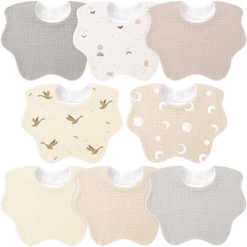 Bearmoss Baby Bibs for Drooling & Teething 8 Pack Muslin Cotton Bibs by Bearmoss
