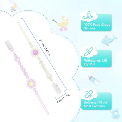Pacifier Clip, 2 Pack Silicone Pacifier Clip - Image 6