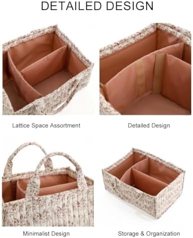 Floral Baby Diaper Caddy Organizer, Cute Nursery Storage Basket Gift - Image 4