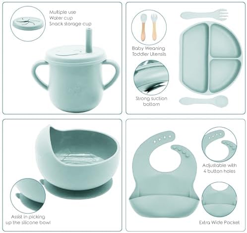 100% Silicone Baby Feeding Set, BPA Free Baby Dishes Set - Image 3