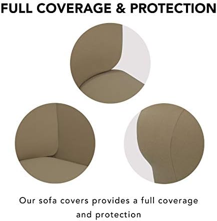 PureFit Stretch Oversized Couch Covers Fleece Sofa Slipcovers Tan - Image 3