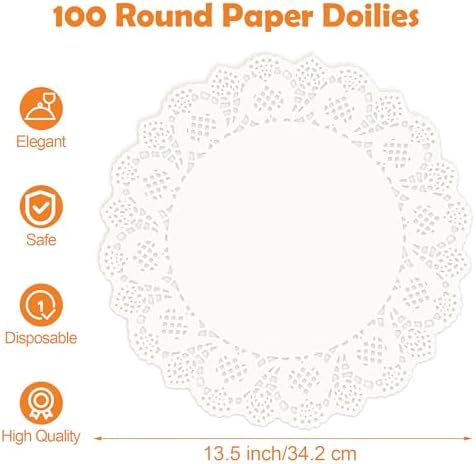 MCEAST 100 Pack Round White Paper Doilies 13.5 Inches Lace Paper Place Mats - Image 2