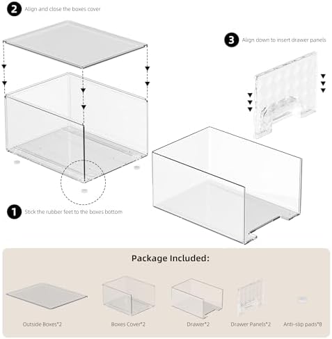 Delamu 2 Pack Stackable Storage Drawers organizer - Image 6