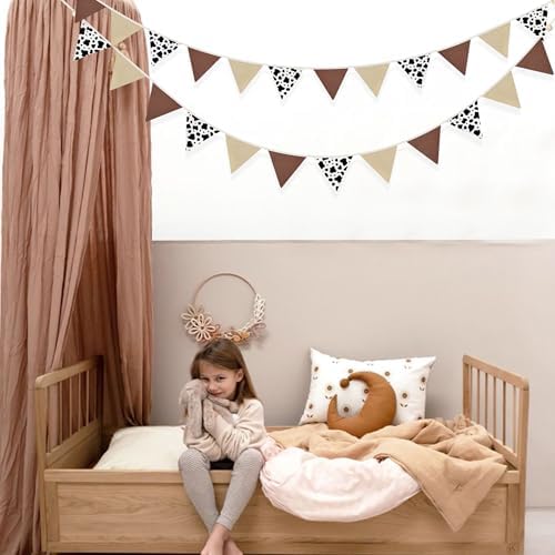 2 Sets of Cow Party Decorations Nursery Garland 24Pcs Brown Western Cowboy - Image 6