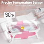 Collapsible Baby Bathtub with Thermometer, 0-36 Months, Dark Pink - Image 2