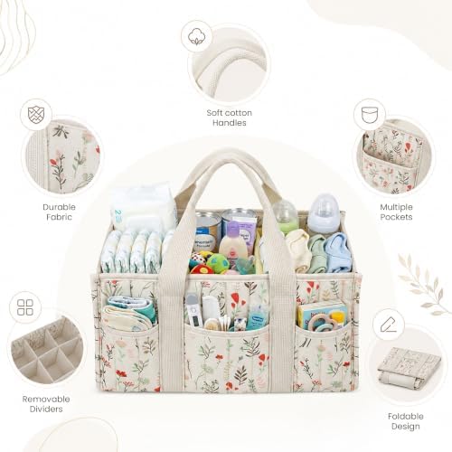 Diaper Caddy Organizer with Handles & Removable Dividers - Image 2