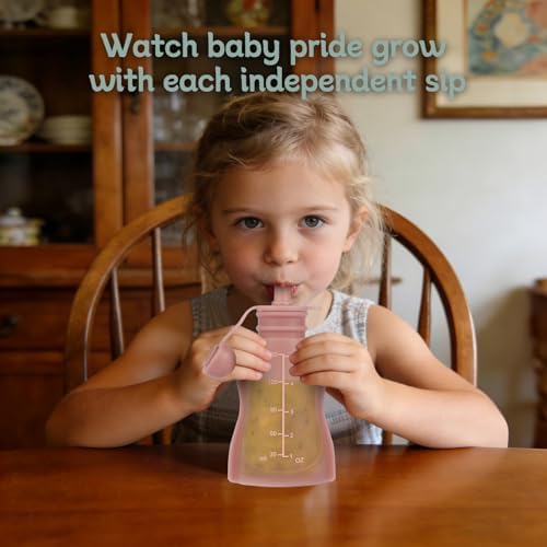 Eascrozn 4 Pack Silicone Reusable Baby Food Pouches - Image 3