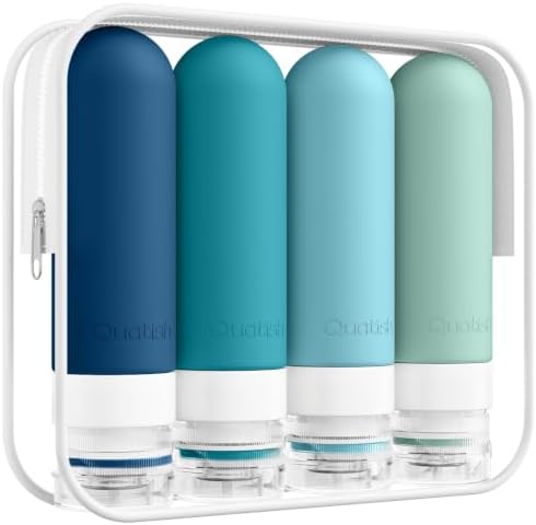 Quatish Travel Bottles for Toiletries, 3 oz Travel Size Containers by Quatish
