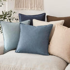 Foindtower Linen Solid Decorative Throw Pillow Covers 20x20 Inch Misty Blue - Image 7