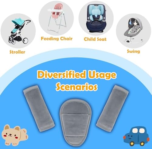 3 Pcs Stroller Straps Pads, Soft Breathable Fabric - Image 4