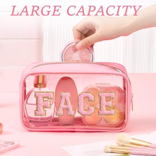 4 Pcs Beach Toiletry Bag Clear Chenille Letter Pouch Diaper Bag Organizer - Image 3