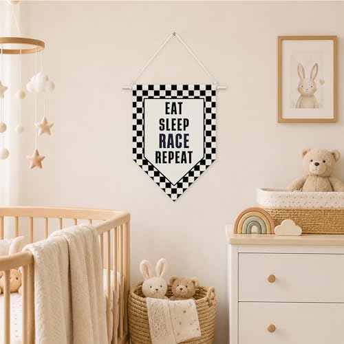KYTWSFWS Race Car Boys Room Wall Art Pennant Flag, Kids Playroom Wall Decor - Image 3