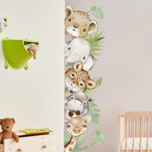 55.12 x 15.75 InchWatercolor Jungle Animal Wall Decals Tiger Elephant Zebra - Image 3