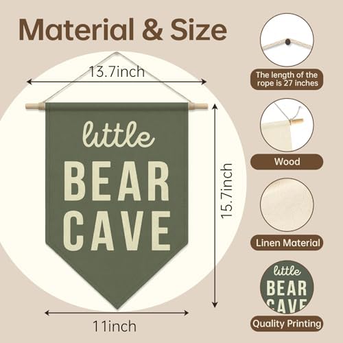 Little Bear Cave Wall Hanging Banner, Sage Green Room Decor - Image 5