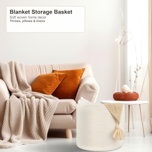 XUANGUO Cotton Rope Basket For Girls Boys Kids 16”X14” White - Image 5