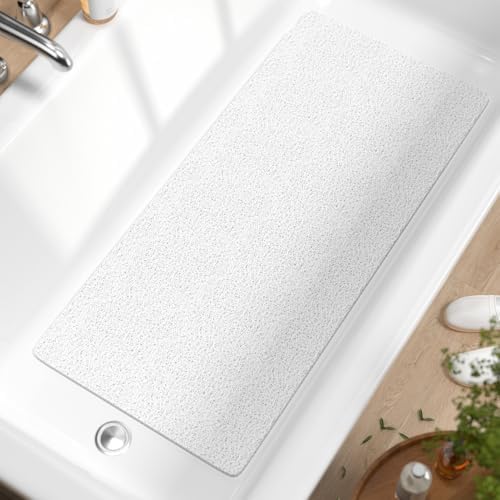 HITSLAM Bathtub Mat Non Slip, 35 x 16 Inch Long Soft PVC Loofah Shower Mat by HITSLAM