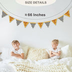 Race Car Room Decor for Boys Canvas Linen Garland Triangle Banners, Ready Set - Image 5
