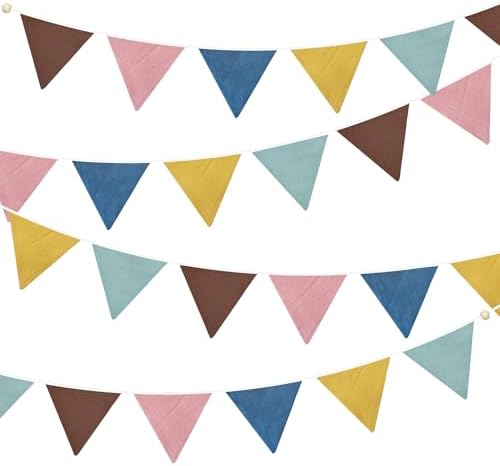 2 Sets of Boho Pennant Banner 20Pcs Nursery Garland Flags Retro Colored Fabric by pinkblume