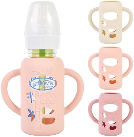 3 Pack Silicone Sleeves for Dr. Brown's Glass Baby Bottles, 4 oz by MINMUNJIU