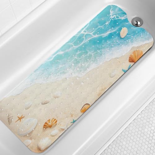 LNOND Summer Beach Bathtub Mat Non Slip, 40 X 16 Inch Tub Mat by Lnond