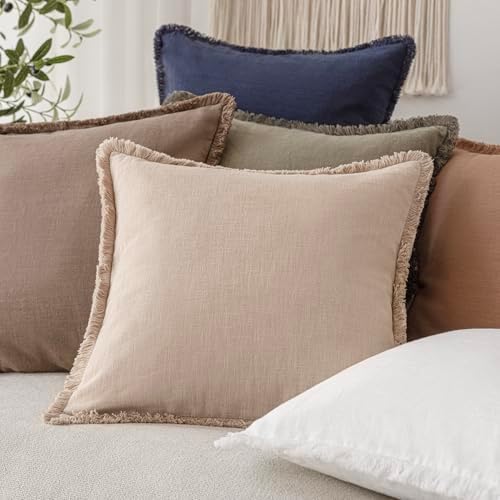 Foindtower Decorative Linen Fringe Lumbar Throw Pillow Covers Cozy Boho - Image 5