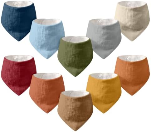 10 Pack Muslin Baby Bandana Bibs by CivaruaKids