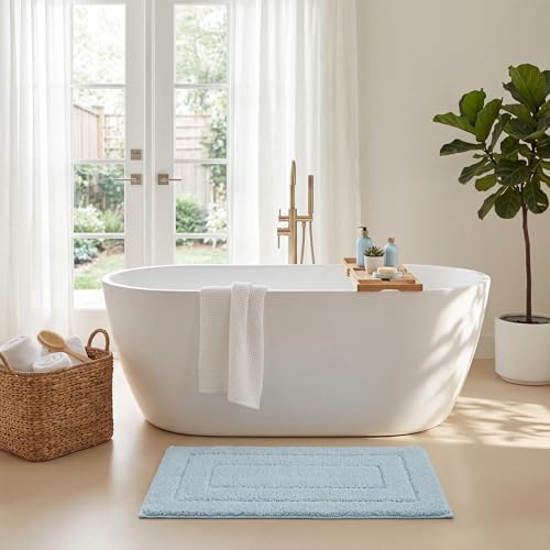 GRANNY SAYS Baby Blue Bathroom Rug 20" x 32", Non-Slip Microfiber Bath Mat - Image 2
