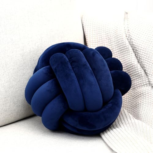 Petrella Navy Blue Knot Pillow Ball, 11 Inch Round Accent Decorative Pillow by Petrellatoy