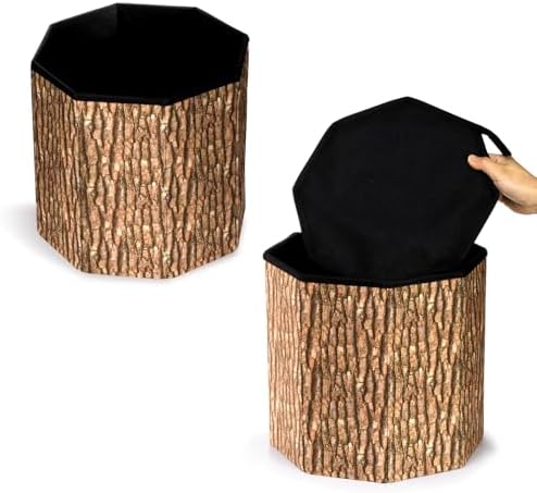 Lawei 3 Pack Tree Stump Storage Stools, 12 x 12 Inches Folding Stool Ottoman - Image 5