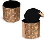 Lawei 3 Pack Tree Stump Storage Stools, 12 x 12 Inches Folding Stool Ottoman - Image 5
