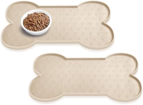 PWTAA Dog Food Mat Anti-Slip Silicone Dog Bowl Mat Thicker Pet Placemat by PWTAA